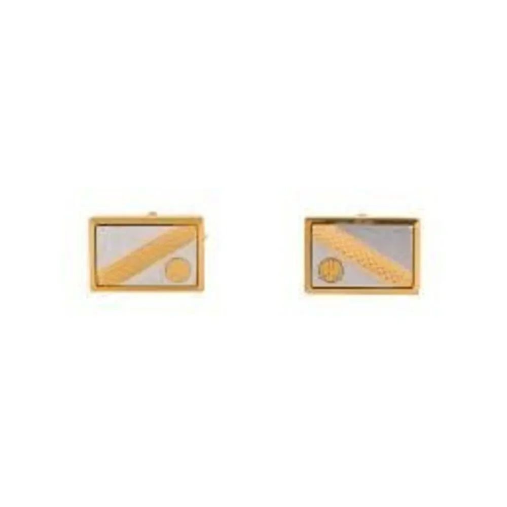 Dunhill Two Tone Rectangular Cuff Links Silver Gold Professional Sophisticated